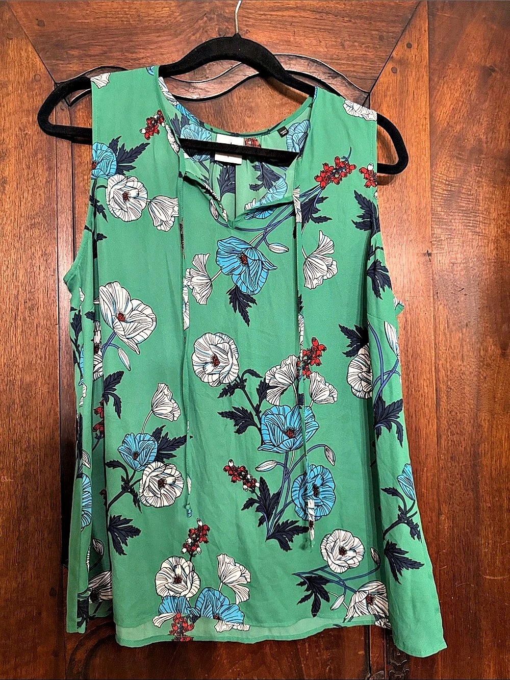 Cabi Primrose Blouse Floral Green & Blue Size Large Like New